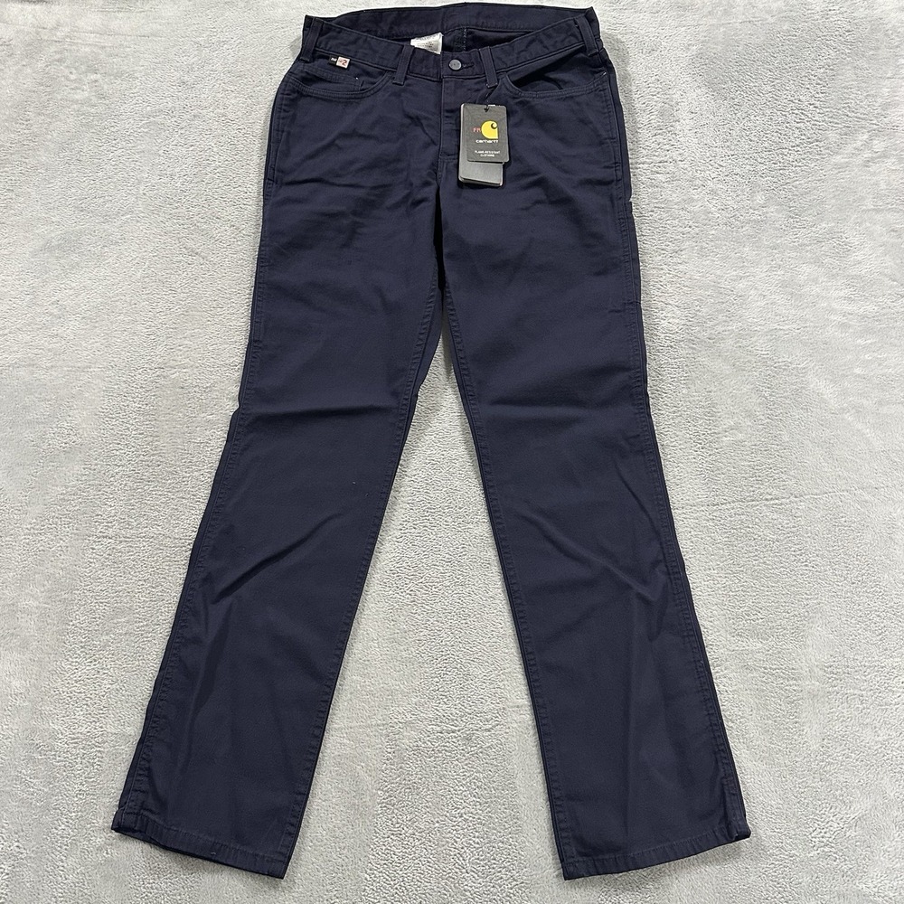 NWT Carhartt FR CAT2 Utility Pants Women's 10 Reg Dark Blue Cargo Workwear